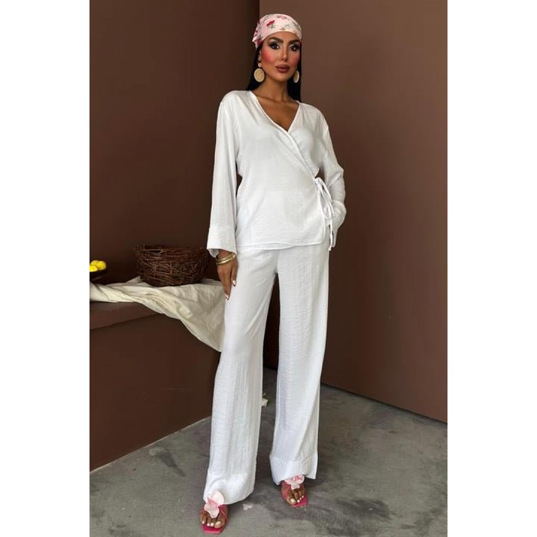 Kruvaze Model Klasik Pantolonlu Çupra Keten Takım 10191 159446 Kruvaze Model Klasik Pantolonlu Çupra Keten Takım 10191 159446