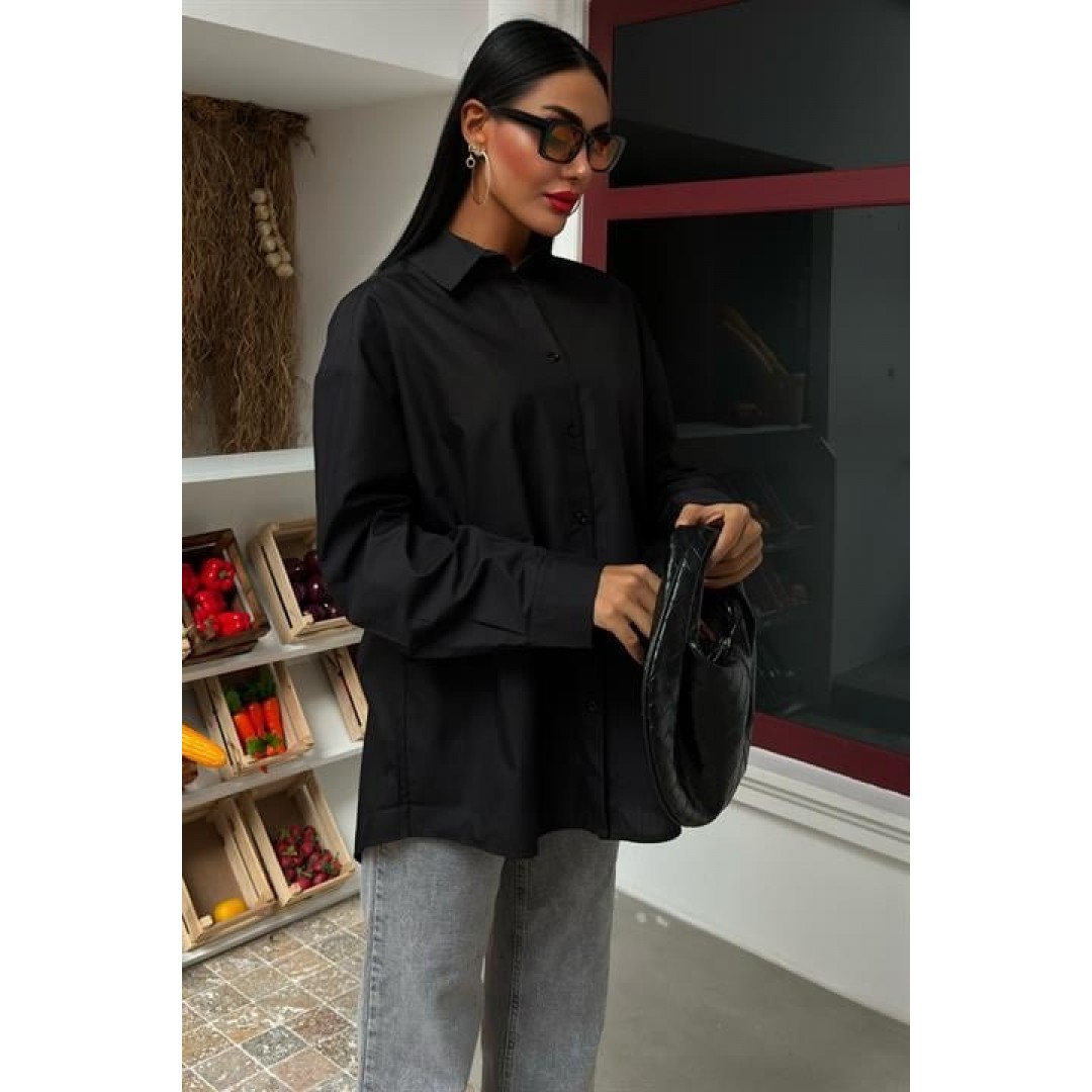 Klasik Oversize Poplin Gömlek 3421 158454