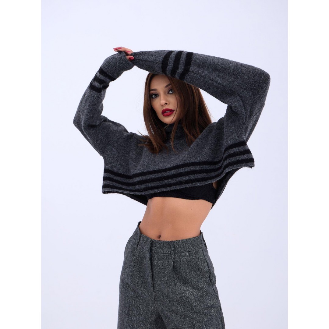 43241 TRİKO ÇİZGİLİ BALIKÇI CROP-SİYAH-EKRU 143976 43241 TRİKO ÇİZGİLİ BALIKÇI CROP-SİYAH-EKRU 143976