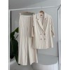 Blazer Ceketli Çizgili Keten Takım 10186 159435