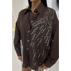 Ay Figürlü Taş İşlemeli Poplin Gömlek 3440 - 158497