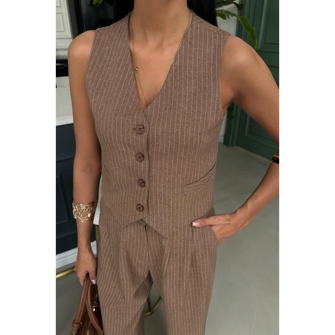 Yelek Ve Pantolon Çizgili Double Takım 10017 158990 Yelek Ve Pantolon Çizgili Double Takım 10017 158990
