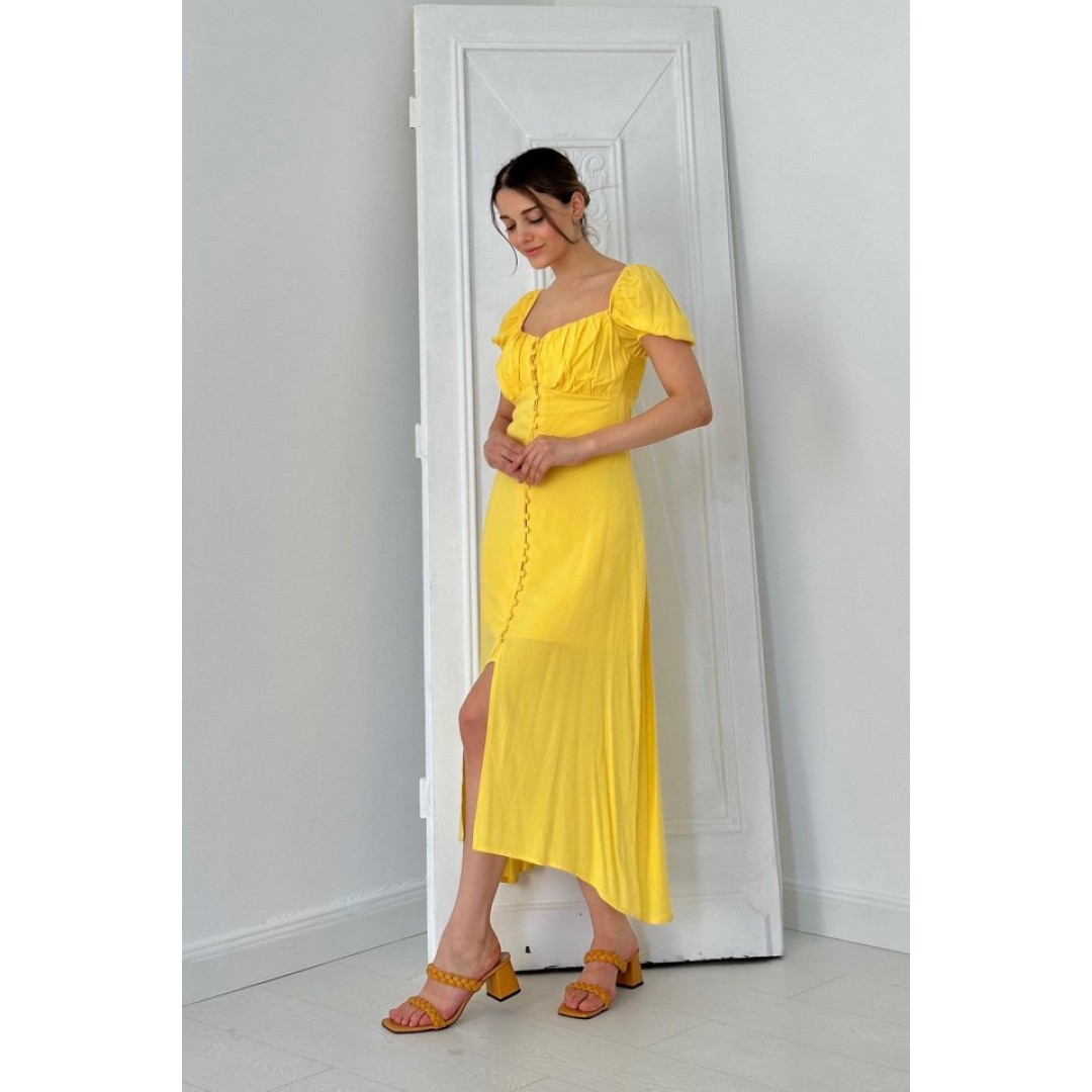 Sarı Prenses Yaka Elbise 149038 Sarı Prenses Yaka Elbise 149038