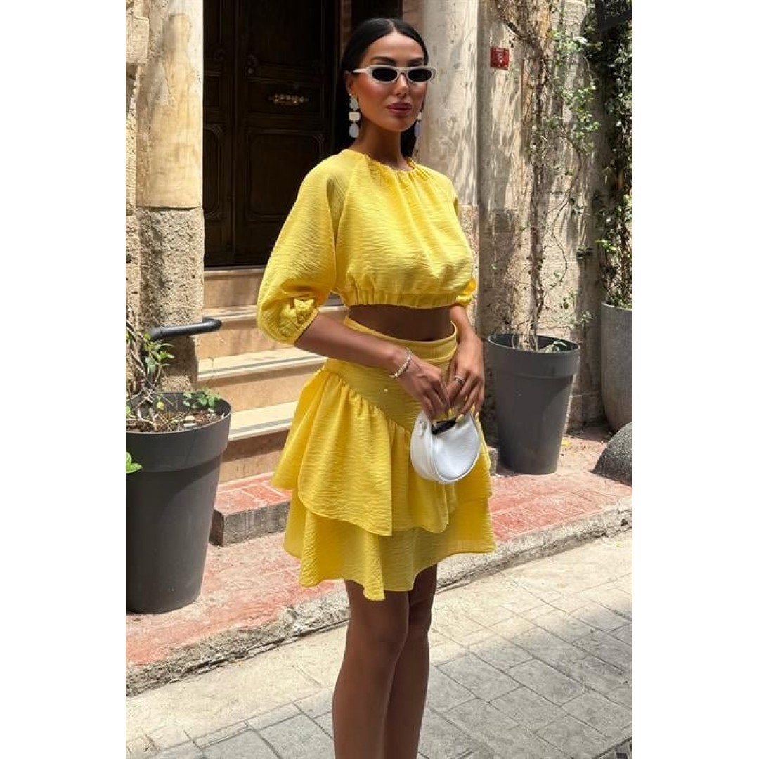 Crop Bluz Ve Kat Kat Etekli Takım 10207 163477 Crop Bluz Ve Kat Kat Etekli Takım 10207 163477