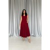 Bordo Önü Britli Pileli Elbise - 154626 Bordo Önü Britli Pileli Elbise - 154626