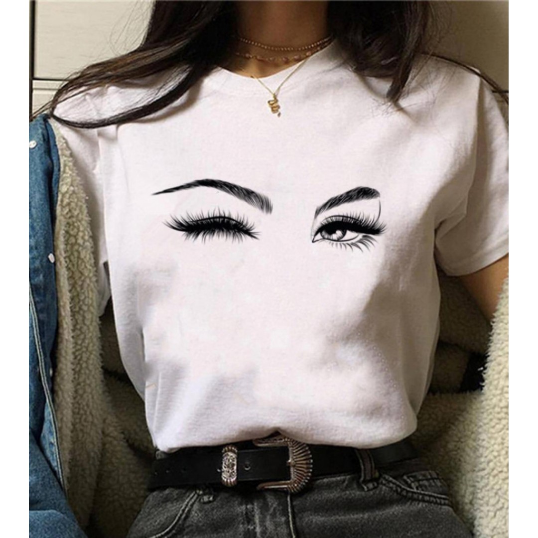 Kadın Kısa Kollu Bisiklet Yaka Göz Baskılı Süprem T-shirt 157312 Kadın Kısa Kollu Bisiklet Yaka Göz Baskılı Süprem T-shirt 157312
