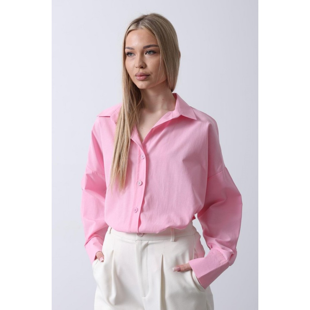 Geniş Manşet Detaylı Gömlek - Şeker Pembe - 151393 Geniş Manşet Detaylı Gömlek - Şeker Pembe - 151393