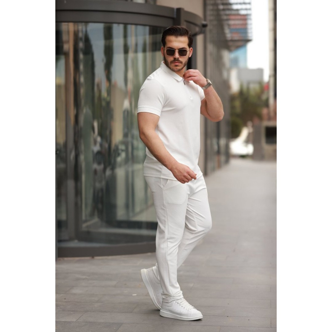 Erkek Yakalı Fermuarlı T-shirt Pantolon Ikili Rahat Takım 160463 Erkek Yakalı Fermuarlı T-shirt Pantolon Ikili Rahat Takım 160463