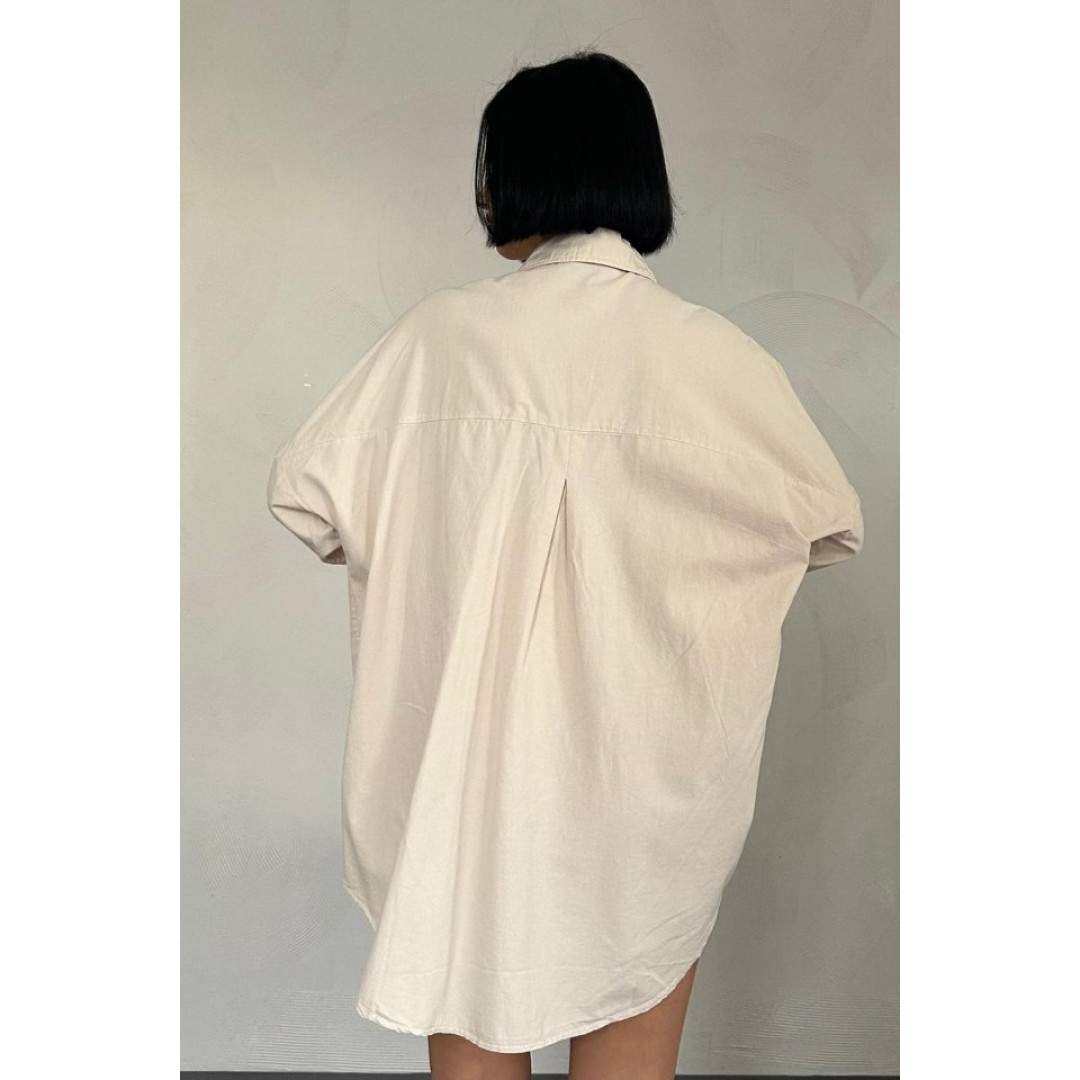 Bej Çift Cep Kapaklı Çıtçıtlı Gömlek - 148369