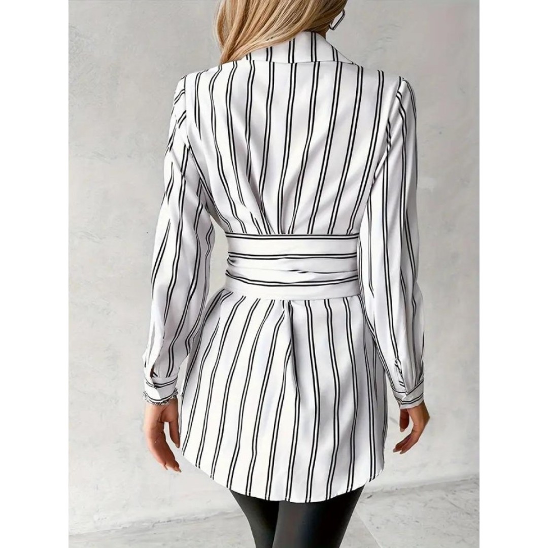 Kadın Kemer Detaylı Pamuk Polyester Gömlek Elbise - 154279