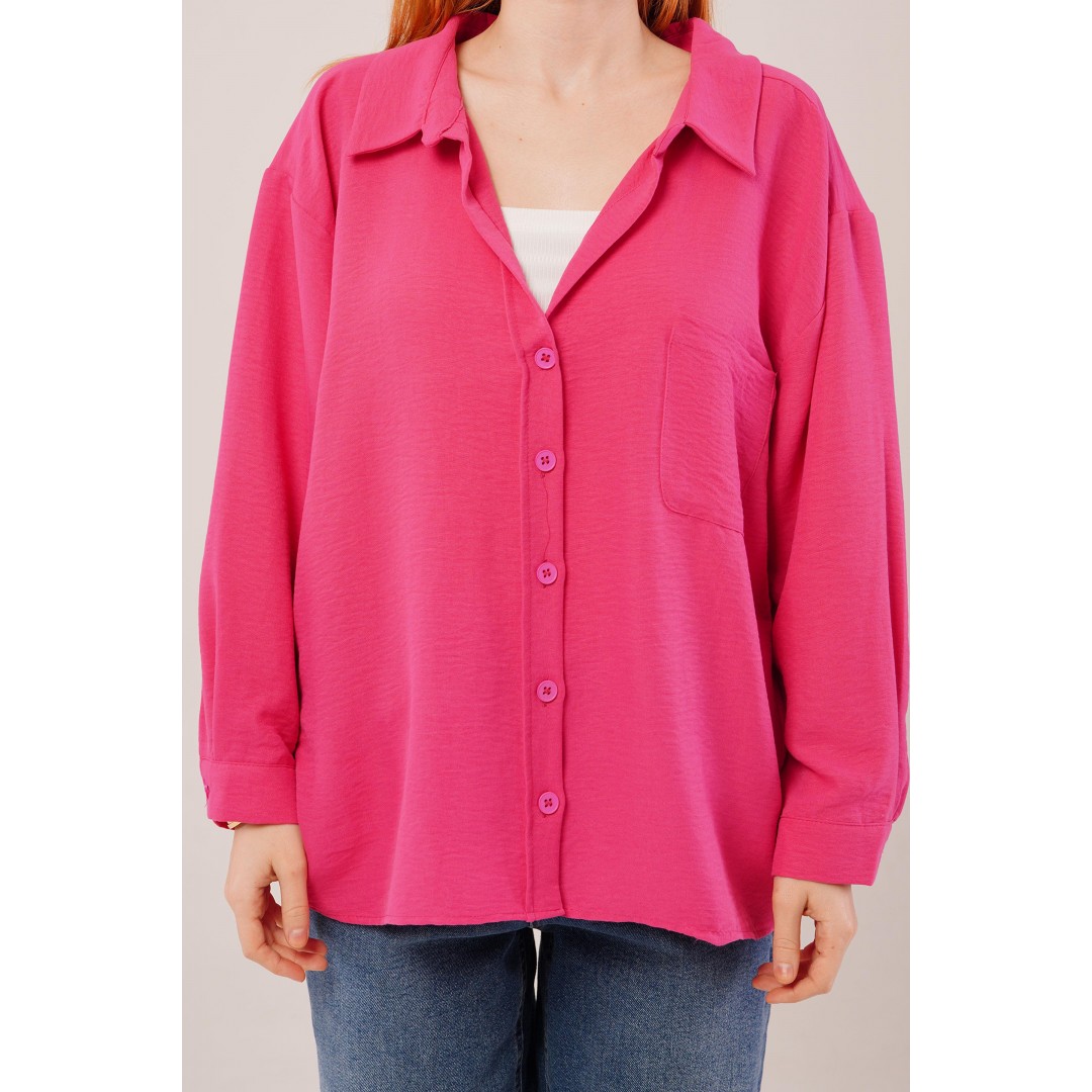 Basic Oversize Fuşya Gömlek - 147318