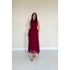 Bordo Önü Büzgülü Fırfırlı Elbise - 157461 Bordo Önü Büzgülü Fırfırlı Elbise - 157461