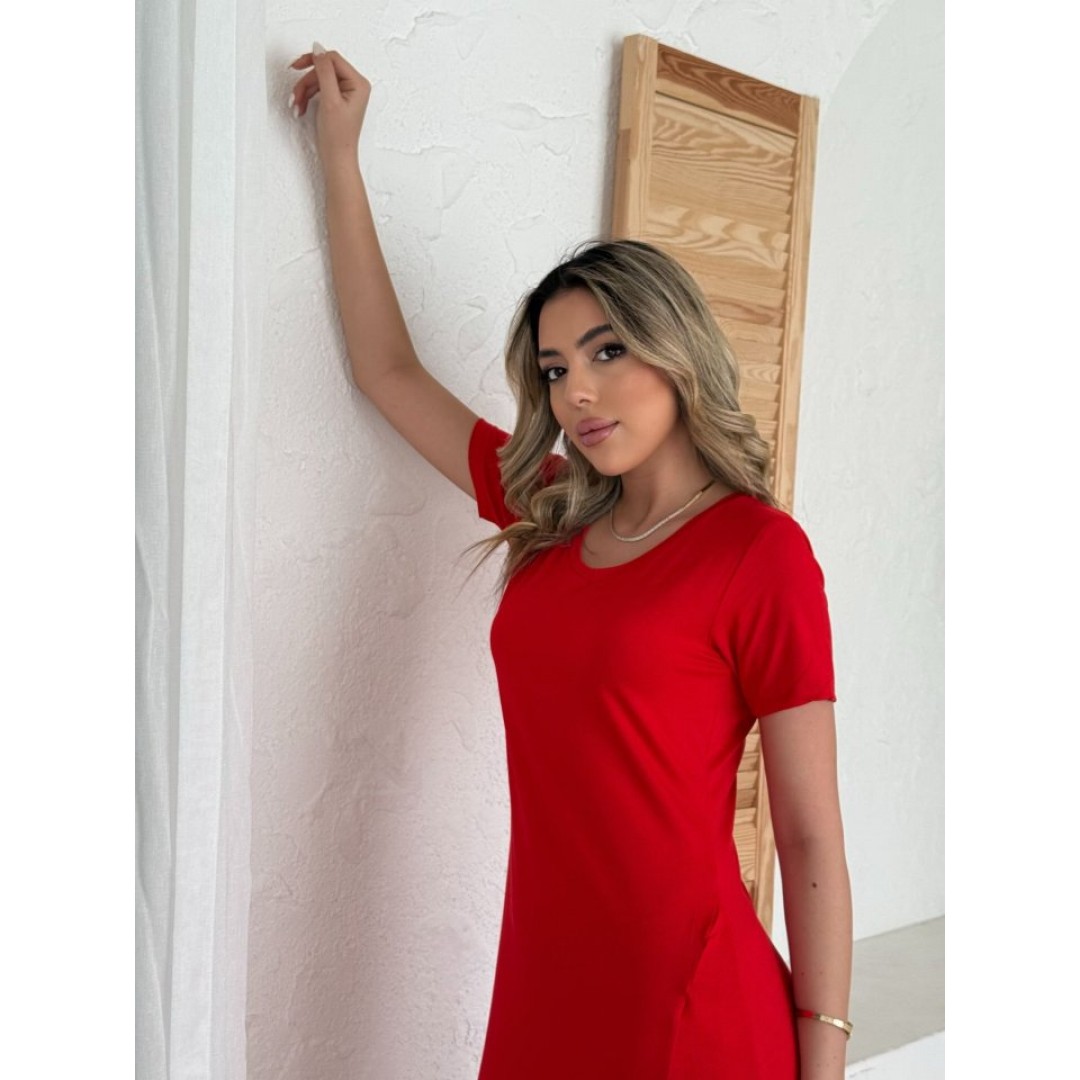 Kadın Kısa Kollu V Yaka Maxi Boy Elbise 124 Cm - 155120 Kadın Kısa Kollu V Yaka Maxi Boy Elbise 124 Cm - 155120