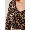 Leopar Desen Önü Büzgülü Basic Bluz 148073