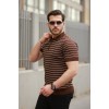 Erkek Fermuar Yakalı çizgili Kısa Kollu T-shirt 160698 Erkek Fermuar Yakalı çizgili Kısa Kollu T-shirt 160698