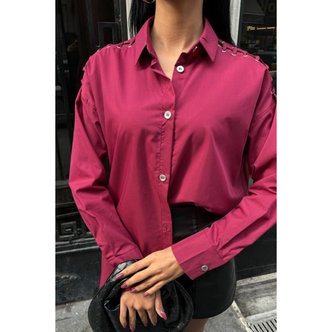 Kuşgözü Ve Biye Detaylı Poplin Gömlek 3419 158441 Kuşgözü Ve Biye Detaylı Poplin Gömlek 3419 158441