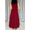 Bordo Önü Britli Pileli Elbise - 154626 Bordo Önü Britli Pileli Elbise - 154626