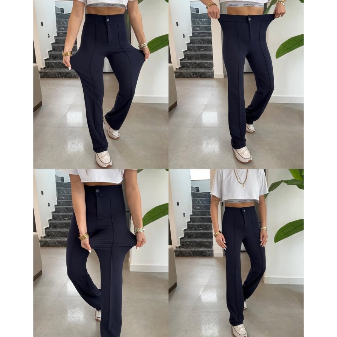 Kadın Yüksek Bel Full Likralı Krep Kumaş Pantolon 140075 Kadın Yüksek Bel Full Likralı Krep Kumaş Pantolon 140075