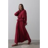 Bel Detaylı Bluz Pileli Etek - Bordo 152345 Bel Detaylı Bluz Pileli Etek - Bordo 152345