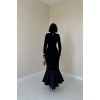 Siyah Eteği Garnili Triko Elbise - 153506 Siyah Eteği Garnili Triko Elbise - 153506