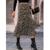 Kadın Yüksek Bel Leopar Desenli Midi Krep Etek 138586 Kadın Yüksek Bel Leopar Desenli Midi Krep Etek 138586