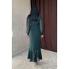 Zümrüt Önü Büzgülü Şifon Elbise 152309