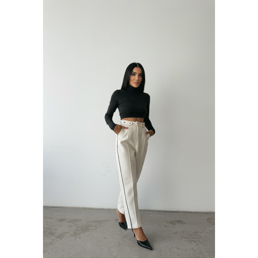 CHANEL PANTOLON YAN BİYELİ - Beyaz