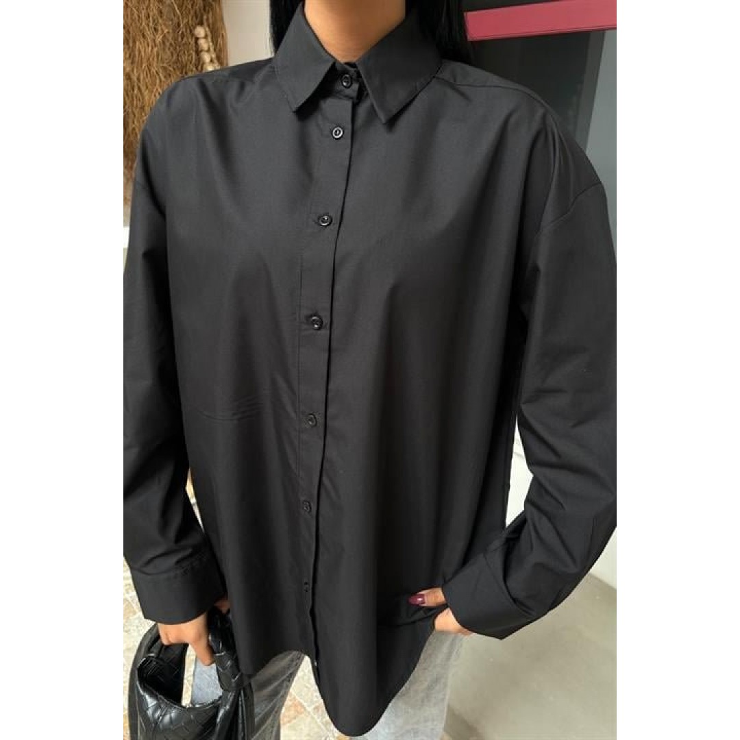 Klasik Oversize Poplin Gömlek 3421 158454