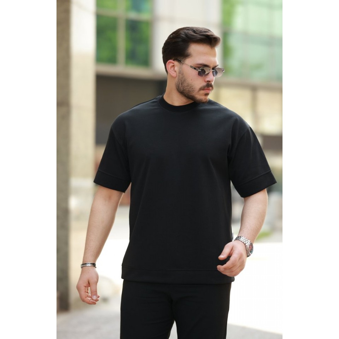 Erkek Basic Oversize Double Face Kumaş Kısa Kollu Tshirt - 159154 Erkek Basic Oversize Double Face Kumaş Kısa Kollu Tshirt - 159154