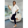 4123 Yırtmaçlı Oversize Tişört - Beyaz 144758 4123 Yırtmaçlı Oversize Tişört - Beyaz 144758