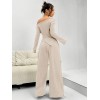 Kadın Uzun Kollu Omuzlardan Açık Asimetrik Kesim Kaşkorse Bluz Ve Pantolon Ikili Pantolon 137637 Kadın Uzun Kollu Omuzlardan Açık Asimetrik Kesim Kaşkorse Bluz Ve Pantolon Ikili Pantolon 137637
