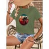 Kadın Kısa Kollu Palmiye Baskılı Viskon T-shirt - 115762 Kadın Kısa Kollu Palmiye Baskılı Viskon T-shirt - 115762