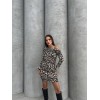 Kadın Uzun Kollu Leopar Desen Omuz Dekolteli Mini Elbise - 139304 Kadın Uzun Kollu Leopar Desen Omuz Dekolteli Mini Elbise - 139304