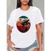 Kadın Kısa Kollu Palmiye Baskılı Viskon T-shirt 115763 Kadın Kısa Kollu Palmiye Baskılı Viskon T-shirt 115763