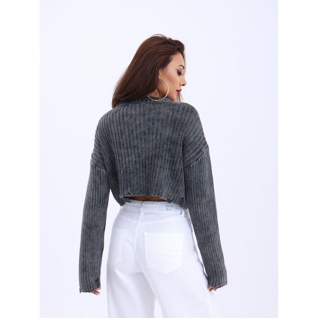 43191 TRİKO CROP KAZAK-SİYAH 143920 43191 TRİKO CROP KAZAK-SİYAH 143920