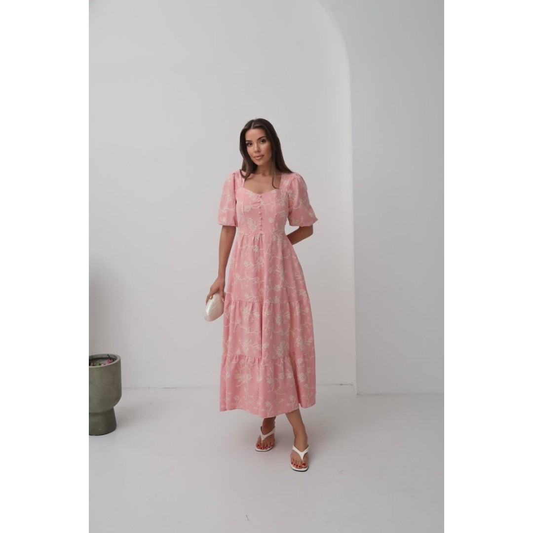 Pembe Süs Düğmeli Balon Kollu Elbise 162947 Pembe Süs Düğmeli Balon Kollu Elbise 162947