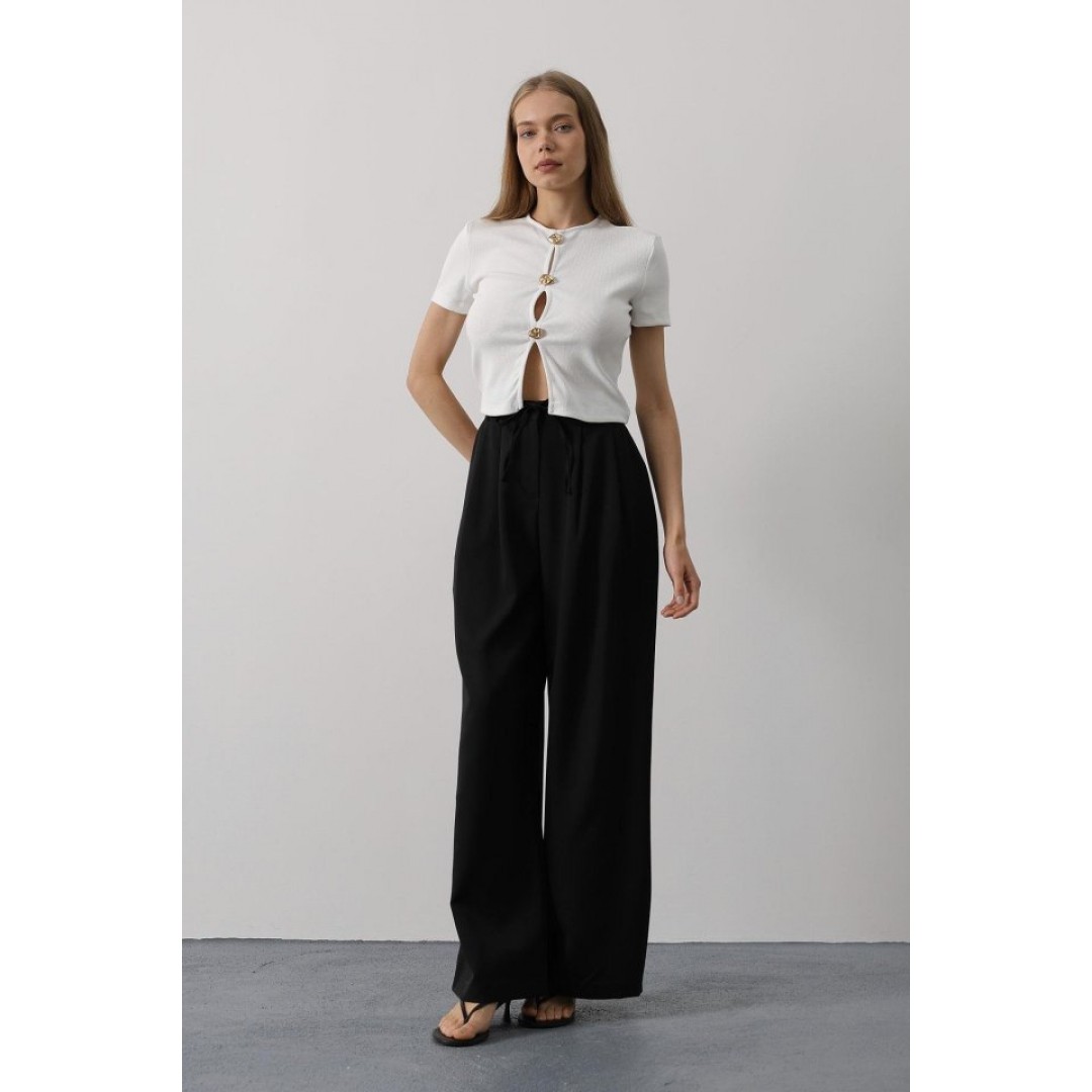 Pileli Bağcıklı Oversize Pantolon - Siyah 162832 Pileli Bağcıklı Oversize Pantolon - Siyah 162832