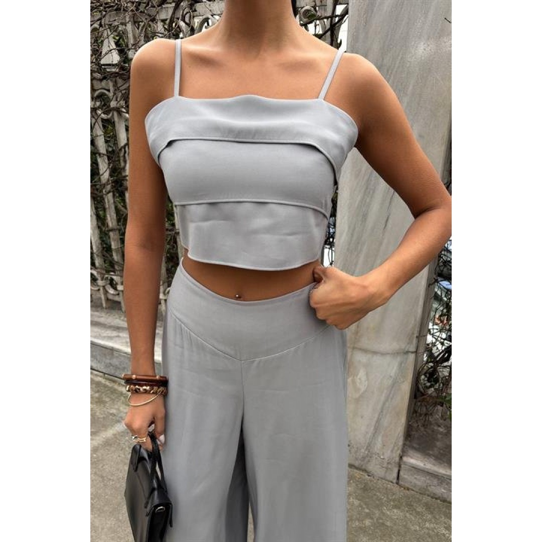 Crop Plazzo Pantolon Takım 10155-08 159246 Crop Plazzo Pantolon Takım 10155-08 159246