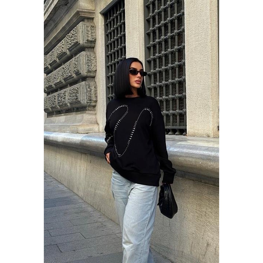 Gümüş Taşlı Sweatshirt 8052 158382 Gümüş Taşlı Sweatshirt 8052 158382