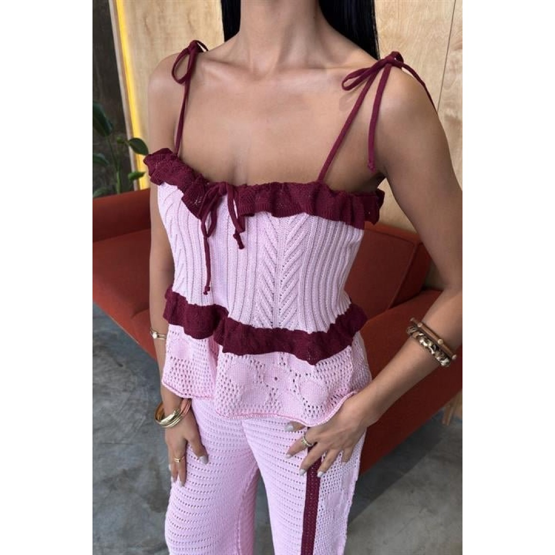 Askılı Bluz Pantolon Triko Takım 10114 - 159261 Askılı Bluz Pantolon Triko Takım 10114 - 159261