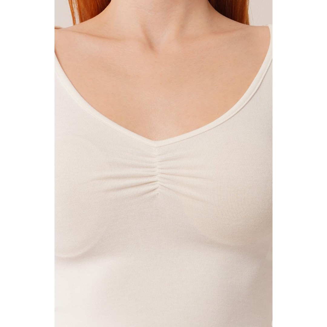 Geniş Yaka Beyaz Basic Body Bluz 148075 Geniş Yaka Beyaz Basic Body Bluz 148075