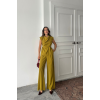 TENCEL MODAL KOLSUZ BLUZ KAPALI CEP DETAYLI DÖKÜMLÜ - PANTOLON TAKIM - Yağ Yeşili 161854 TENCEL MODAL KOLSUZ BLUZ KAPALI CEP DETAYLI DÖKÜMLÜ - PANTOLON TAKIM - Yağ Yeşili 161854