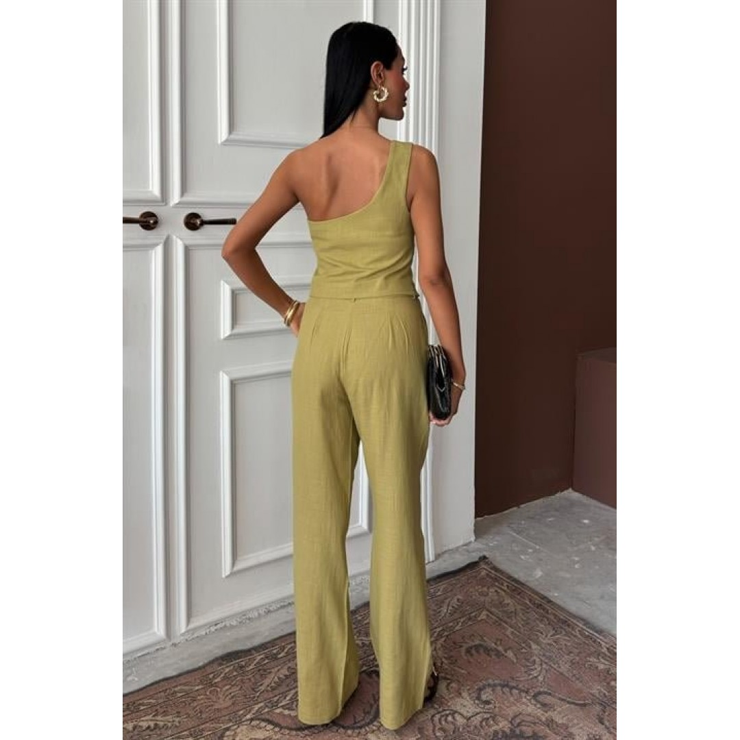 Tek Omuz Büstiyer Plazzo Pantolon Viscon Takım 10159 159274 Tek Omuz Büstiyer Plazzo Pantolon Viscon Takım 10159 159274