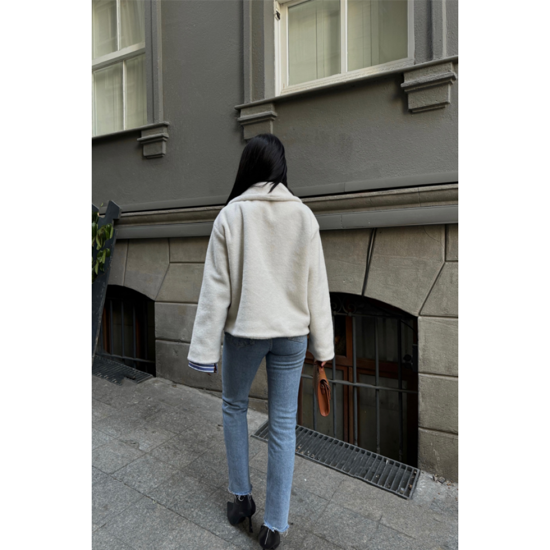YÜN CROP KABAN - Krem 151196 YÜN CROP KABAN - Krem 151196