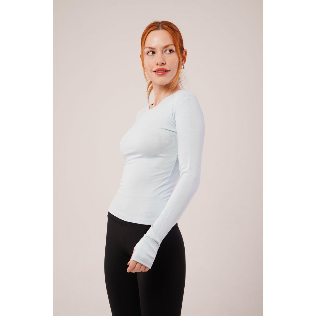 Uzun Kollu Basic Bebe Mavisi Bluz - 147403 Uzun Kollu Basic Bebe Mavisi Bluz - 147403