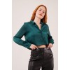 Saten Crop Model Yeşil Gömlek 148093 Saten Crop Model Yeşil Gömlek 148093