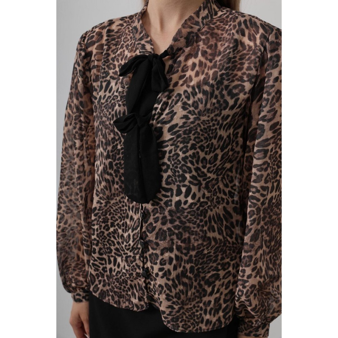 Fiyonk Detaylı Leopar Bluz - Leopar 159649