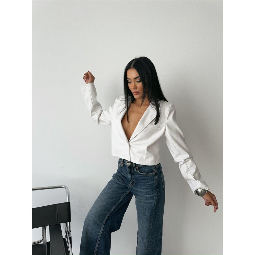 DERİ CROP CEKET TEK DÜĞME - Beyaz 152752 DERİ CROP CEKET TEK DÜĞME - Beyaz 152752