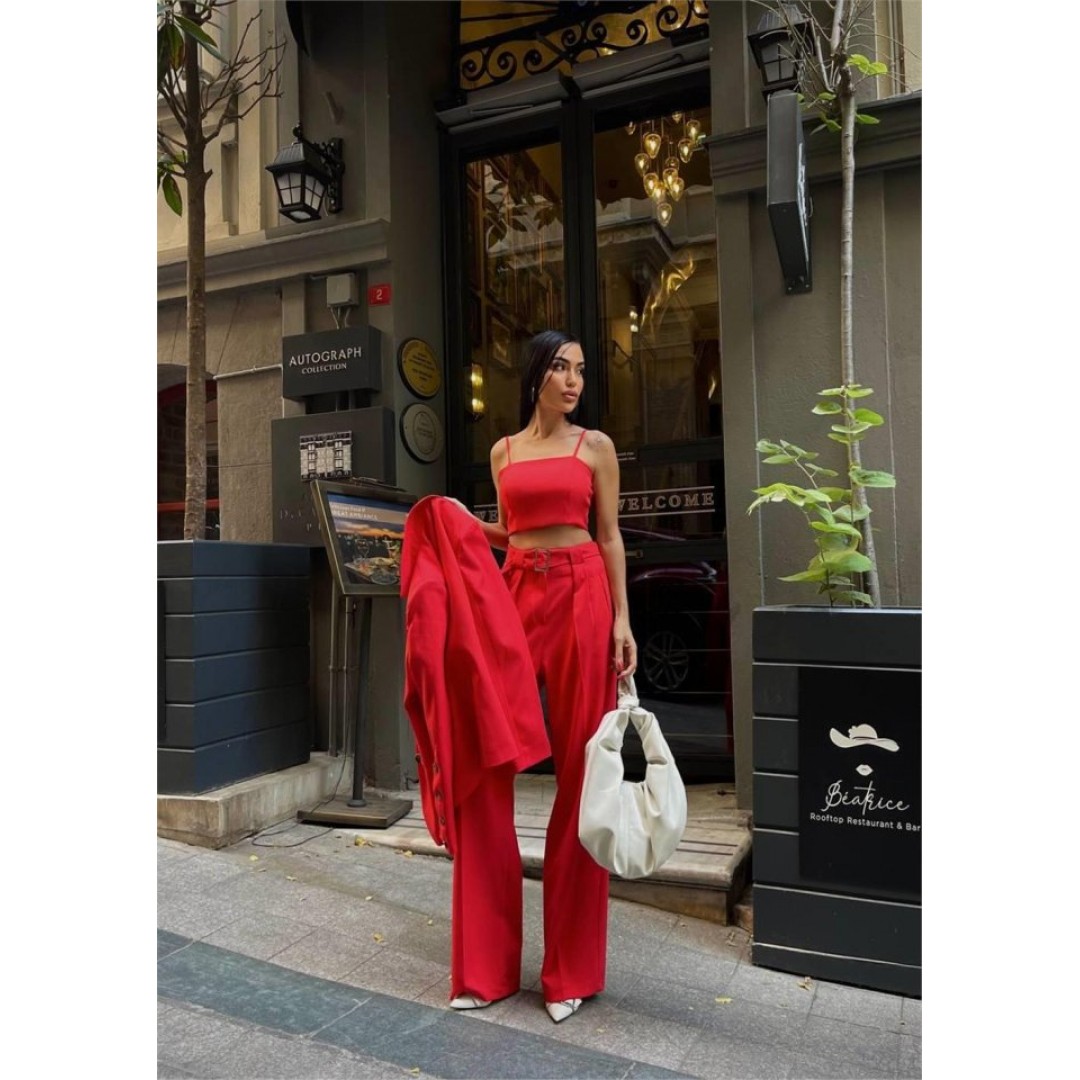 KOL 4 DÜĞME - BÜSTİYERLİ 3 CEKET PANTOLON TAKIM - Nar 150063 KOL 4 DÜĞME - BÜSTİYERLİ 3 CEKET PANTOLON TAKIM - Nar 150063