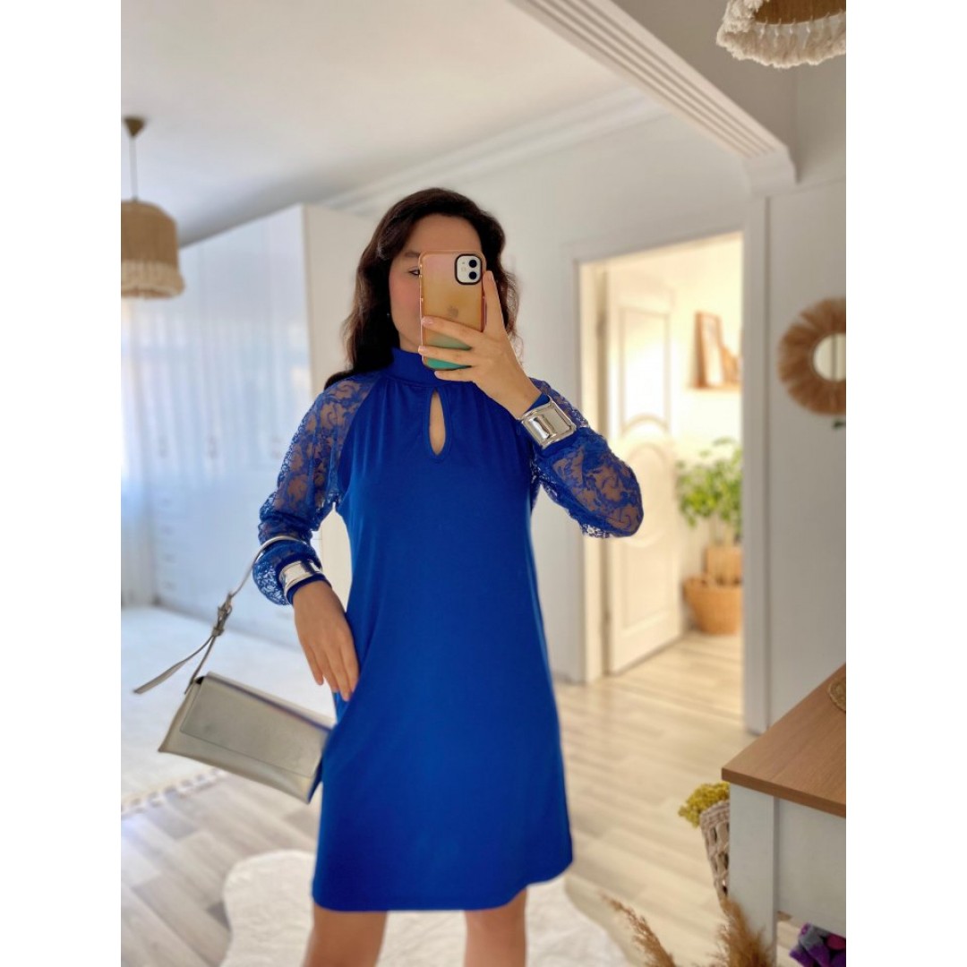 Kadın Uzun Kollu Tül Detay Sandy Mini Boy Elbise - 138110 Kadın Uzun Kollu Tül Detay Sandy Mini Boy Elbise - 138110